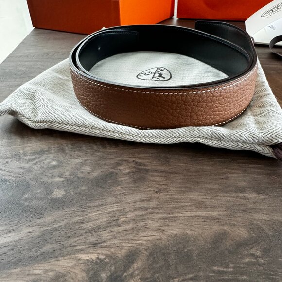NWT Reversible Hermes Belt Black/Brown Silver H Buckle main image 4